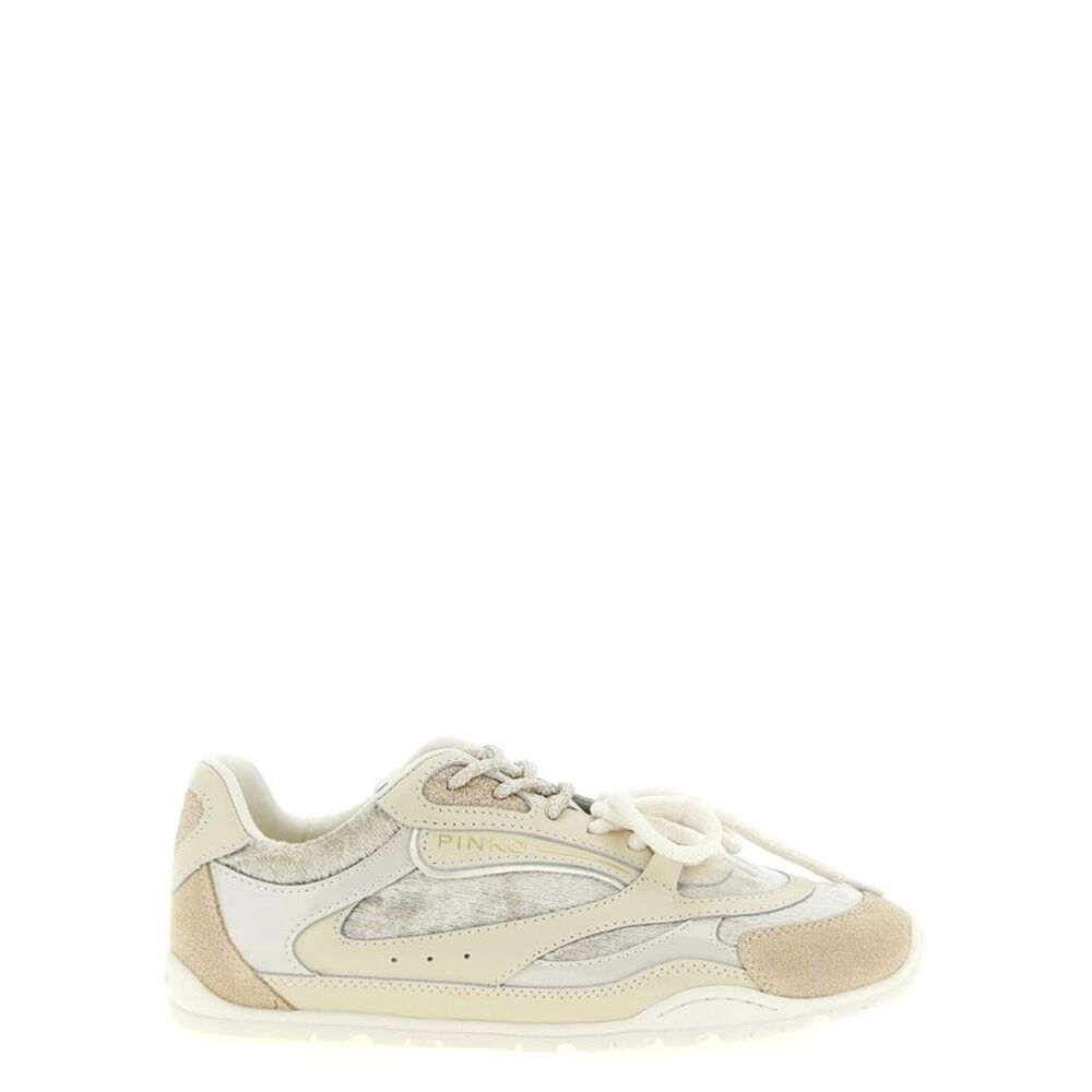 PINKO White Leather Low Top Women's Sneakers